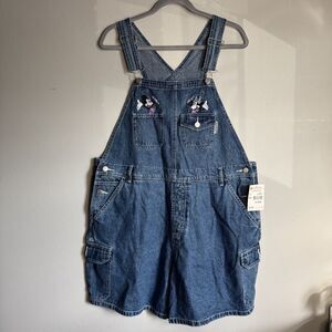 VTG Disney Mickey Unlimited Jerry Leigh Denim Overall Shorts 14/16W Womens Y2K